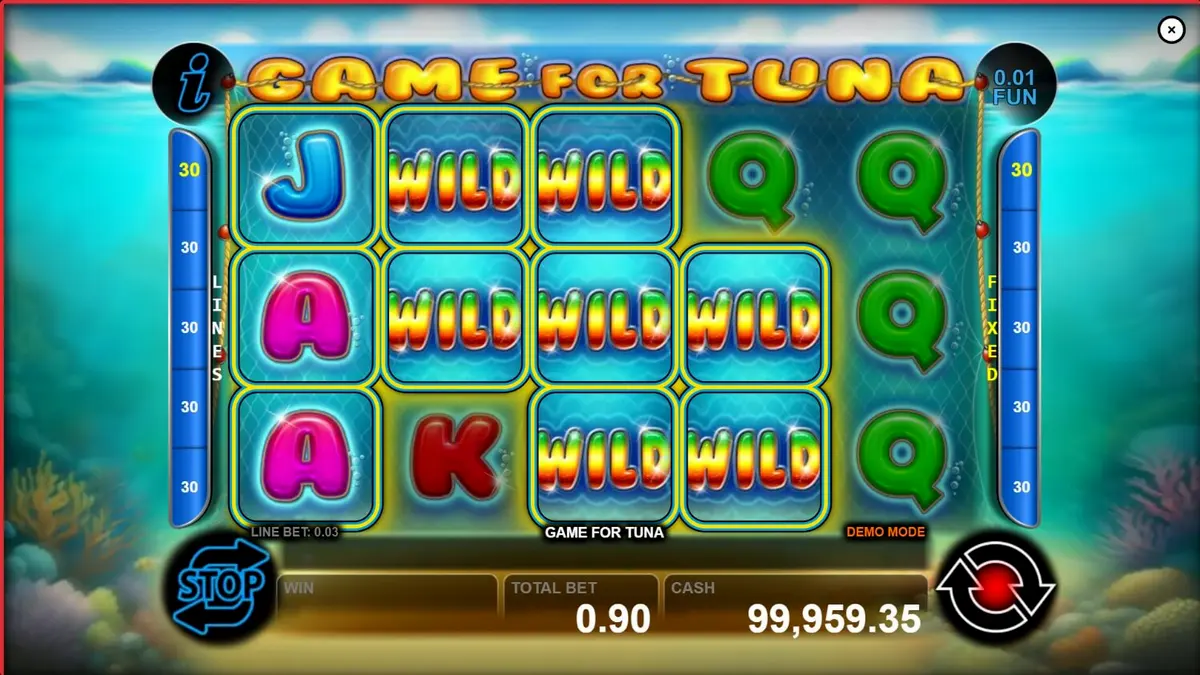 Tampilan layar slot Game For Tuna dengan tema bawah laut